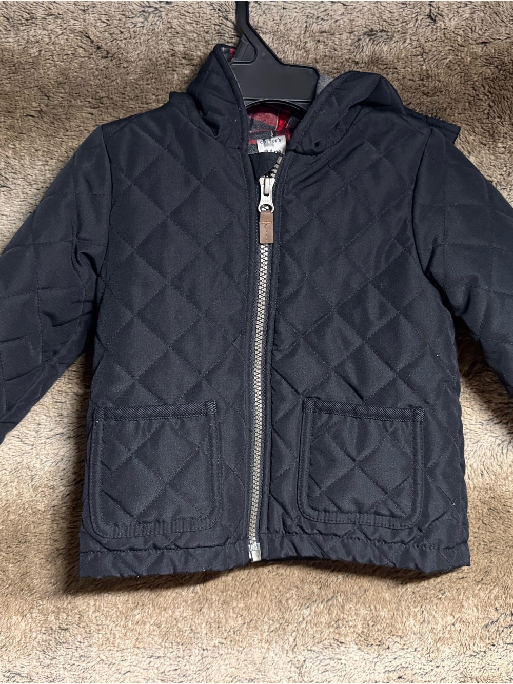 Carter's Quilted Black Hooded Puffer Jacket